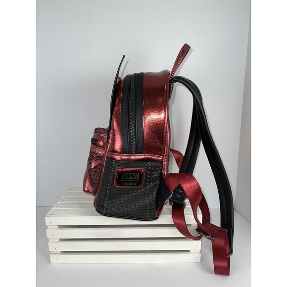 Loungefly Mini Backpack Womens Red Black Marvel Scarlet Witch Metallic Cosplay - Picture 2 of 5